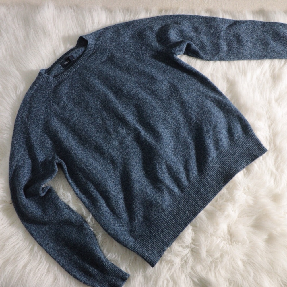 Men J. Crew Lamb Wool Gray/blue Sweater Sz L